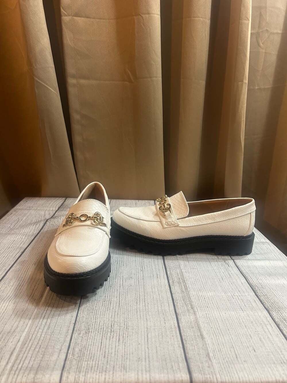 Circus by Sam Edelman White Snake Print Chain Lug Sole Loafers